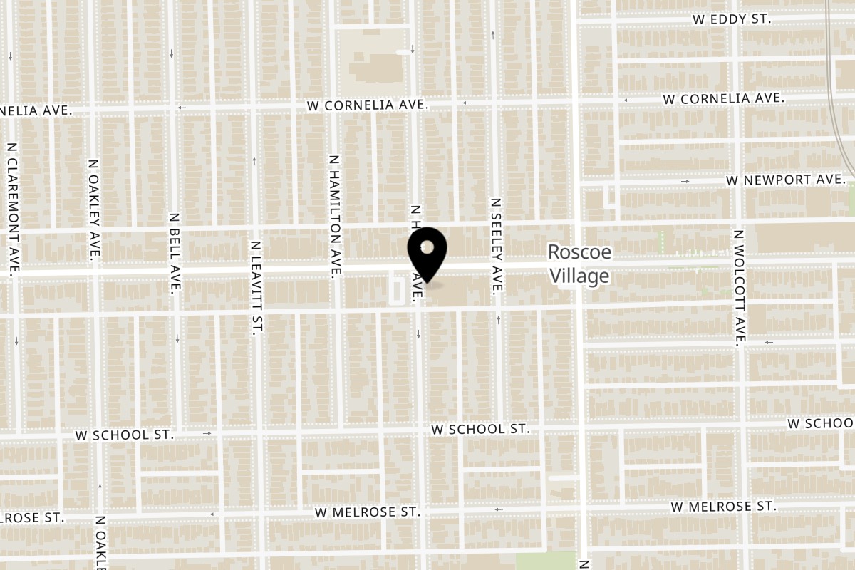 Map showing the location of The Region - Handcrafted Hamburgers on 2057 W Roscoe St in Chicago